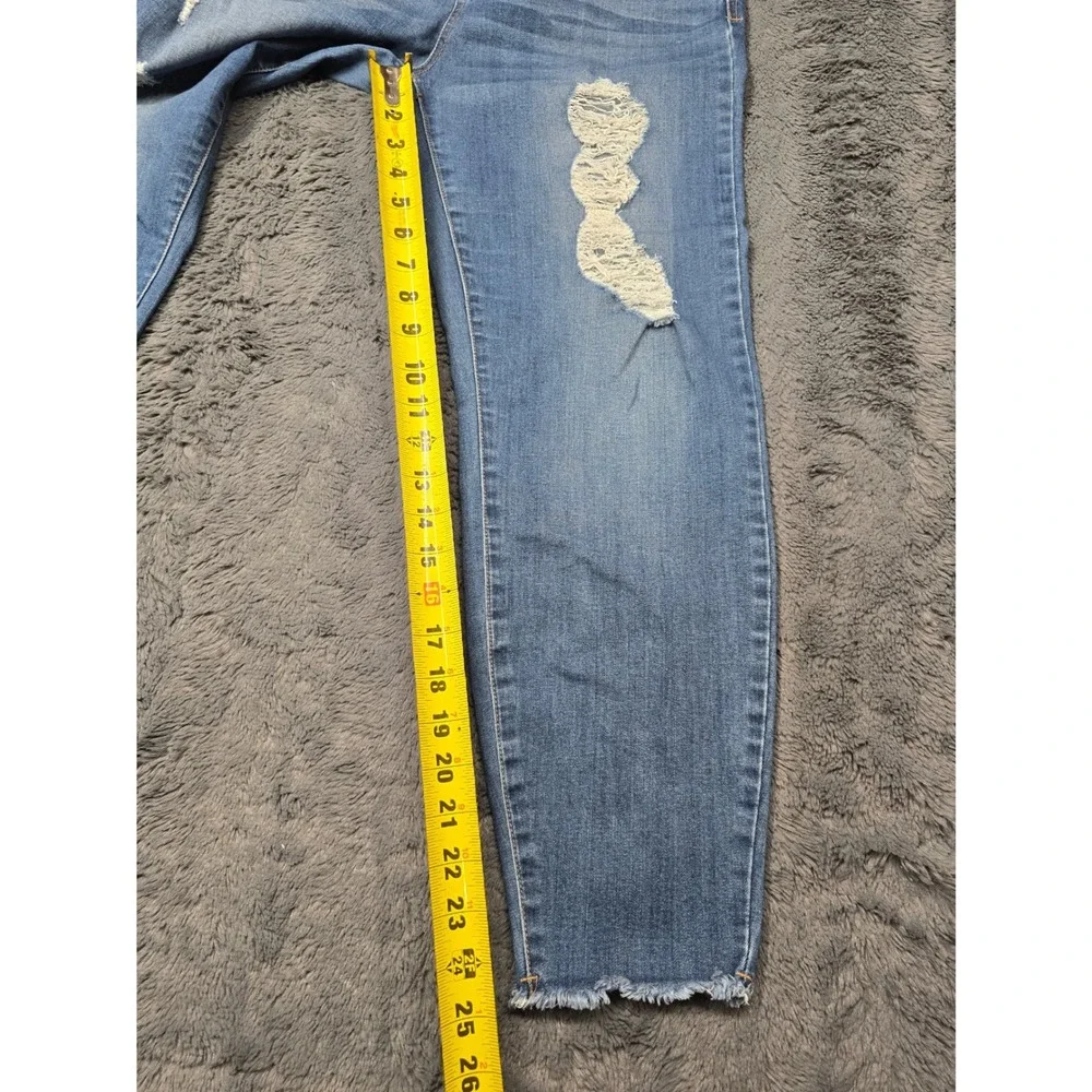 18.22 Denim Women Distressed Skinny Jeans Blue Medium Wash Frayed Hem 31/13